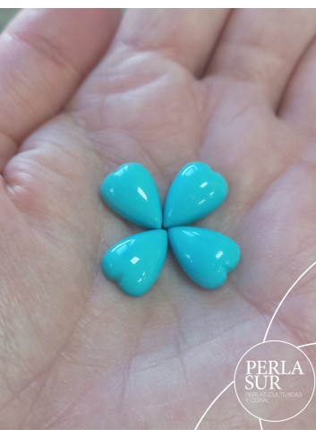 Lote cabujón 13x9mm corazón turquesa natural