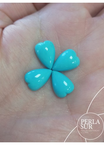 Lote cabujón 13x9mm corazón turquesa natural