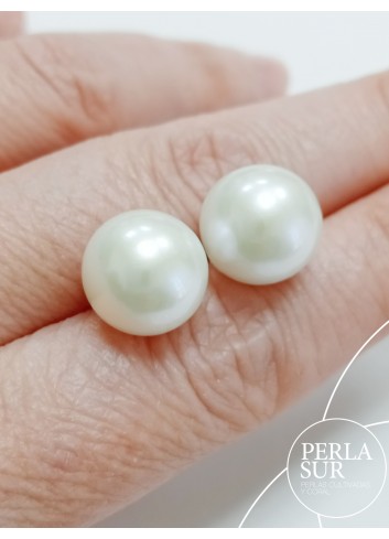 Pareja perla Edison redonda 12-13mm blanca