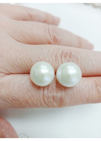 Pareja perla Edison redonda 12-13mm blanca