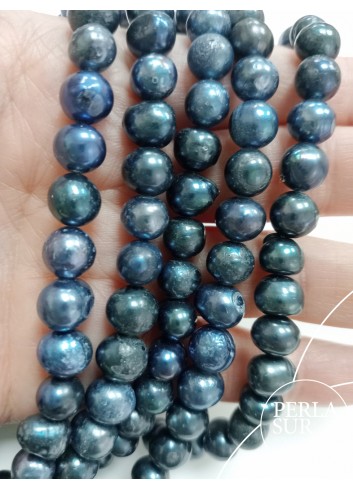 Hilo perla semibarroca 8mm azul