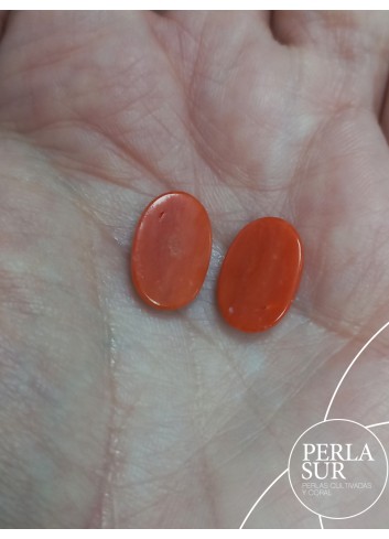 Par camafeo 14x9mm Oval Coral Mediterráneo
