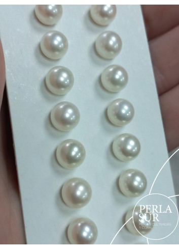 Pareja perla esférica 1/2t 7-7'5mm A Blanca