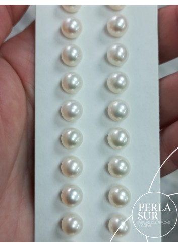 Pareja perla esférica 1/2t 7-7'5mm A Blanca