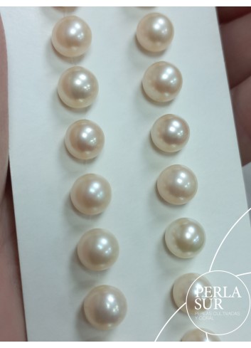 Pareja perla esférica 1/2t 7-7'5mm B Blanca