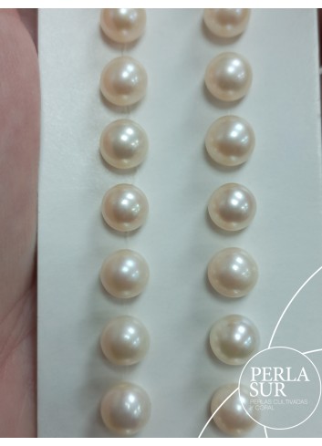 Pareja perla esférica 1/2t 7-7'5mm B Blanca