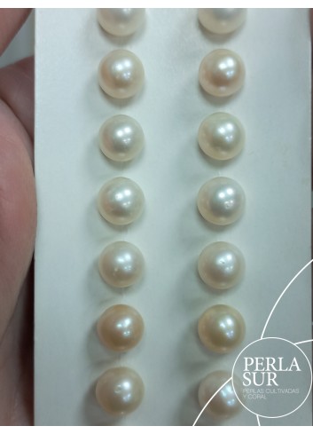 Pareja perla esférica 1/2t 7-7'5mm C Blanca