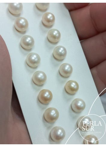 Pareja perla esférica 1/2t 7-7'5mm C Blanca