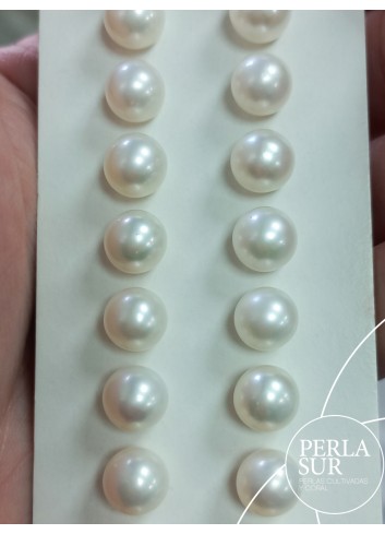 Pareja perla esférica 1/2t 7'5-8mm B Blanca