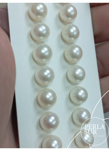 Pareja perla esférica 1/2t 8-8'5mm A+ blanca