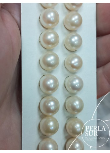 Pareja perla esférica 1/2t 9'5-10mm C blanca
