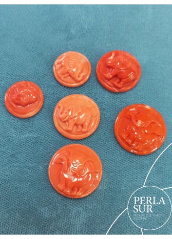 Cabujón Elefante 18mm Coral Japonés