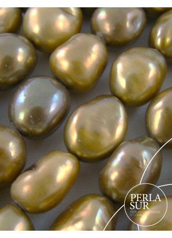 Perla barroca 9-10mm verde oliva