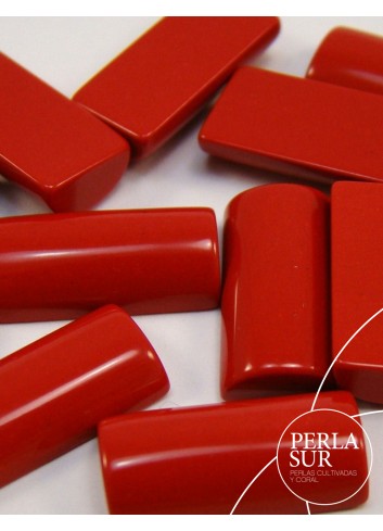 Medio tubo 7x14mm coral reconstituído