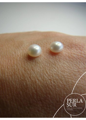 Pareja perla botón 1/2t 4-4'5mm blanca +