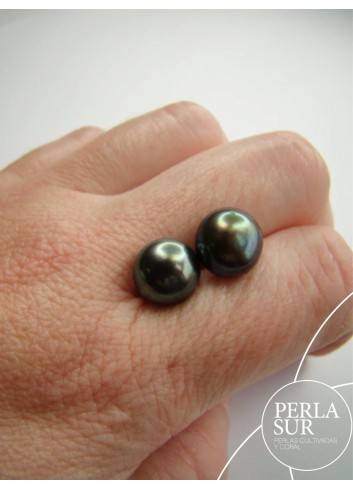 Pair Button 10-10´5mm 1/2drilled Peacock Green