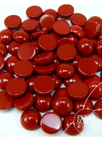 Cabujón 7'5mm redondo coral sintético (rojo)
