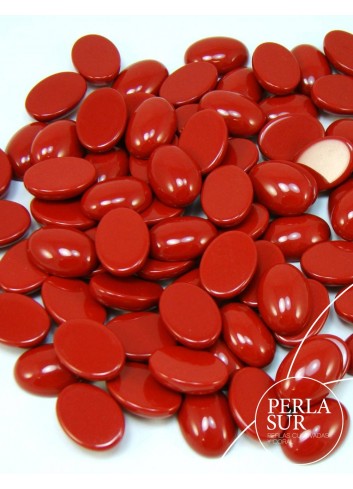 Cabujón 10x14mm oval coral sintético (rojo)