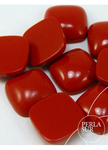 Cabujón 6mm antik coral sintético (rojo)