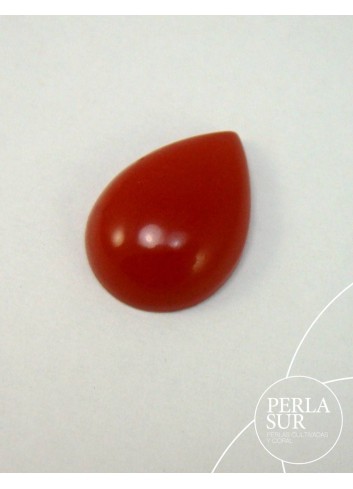 Cabujón 10x14mm lágrima coral sintético (rojo)
