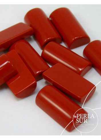 Medio Tubo 6x12mm coral sintético (rojo)