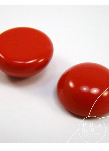Botón 8mm sin taladro coral sintético (rojo)