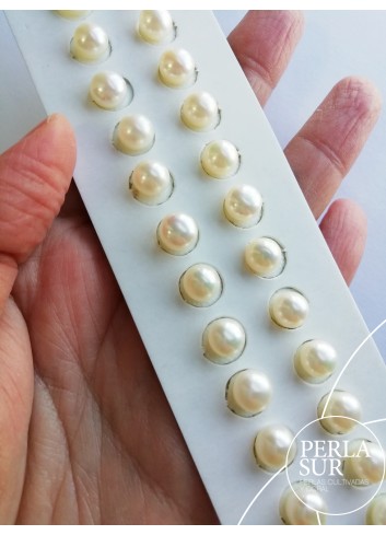 Pareja perla 7-7'5mm botón 1/2t blanca