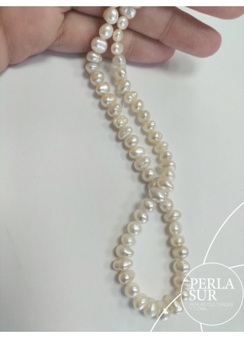Hilo perla semibarroca 6'5-7mm blanca