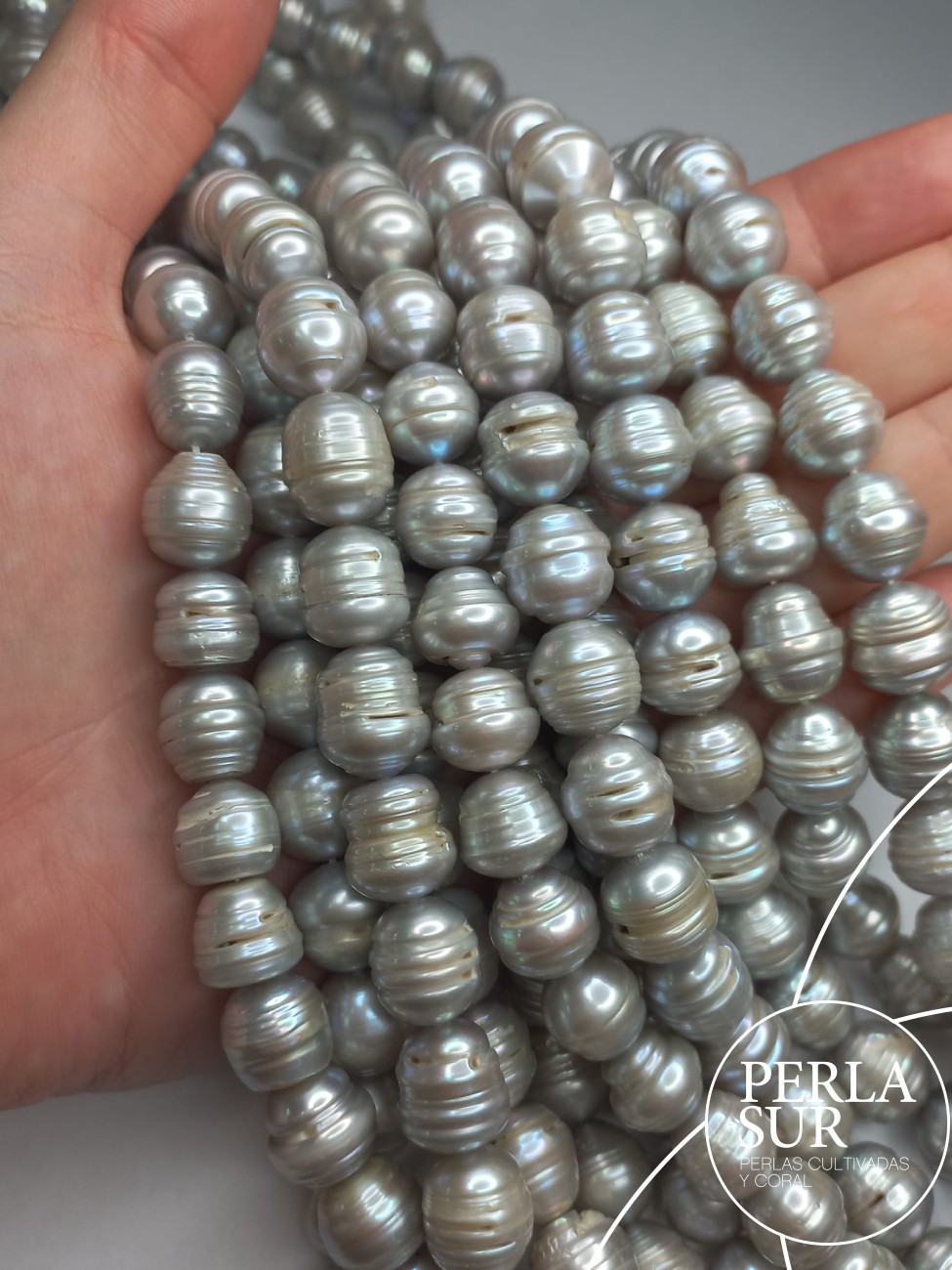 Hilo perla barroca 11-12mm gris