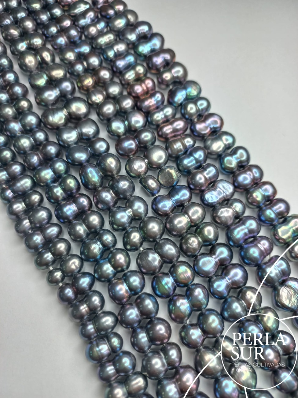 Hilo perla doble barroca 10x12mm peacock