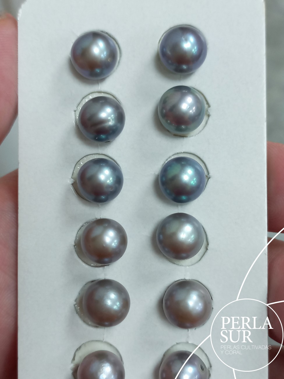 Pareja perla 1/2t 8-8'5mm gris