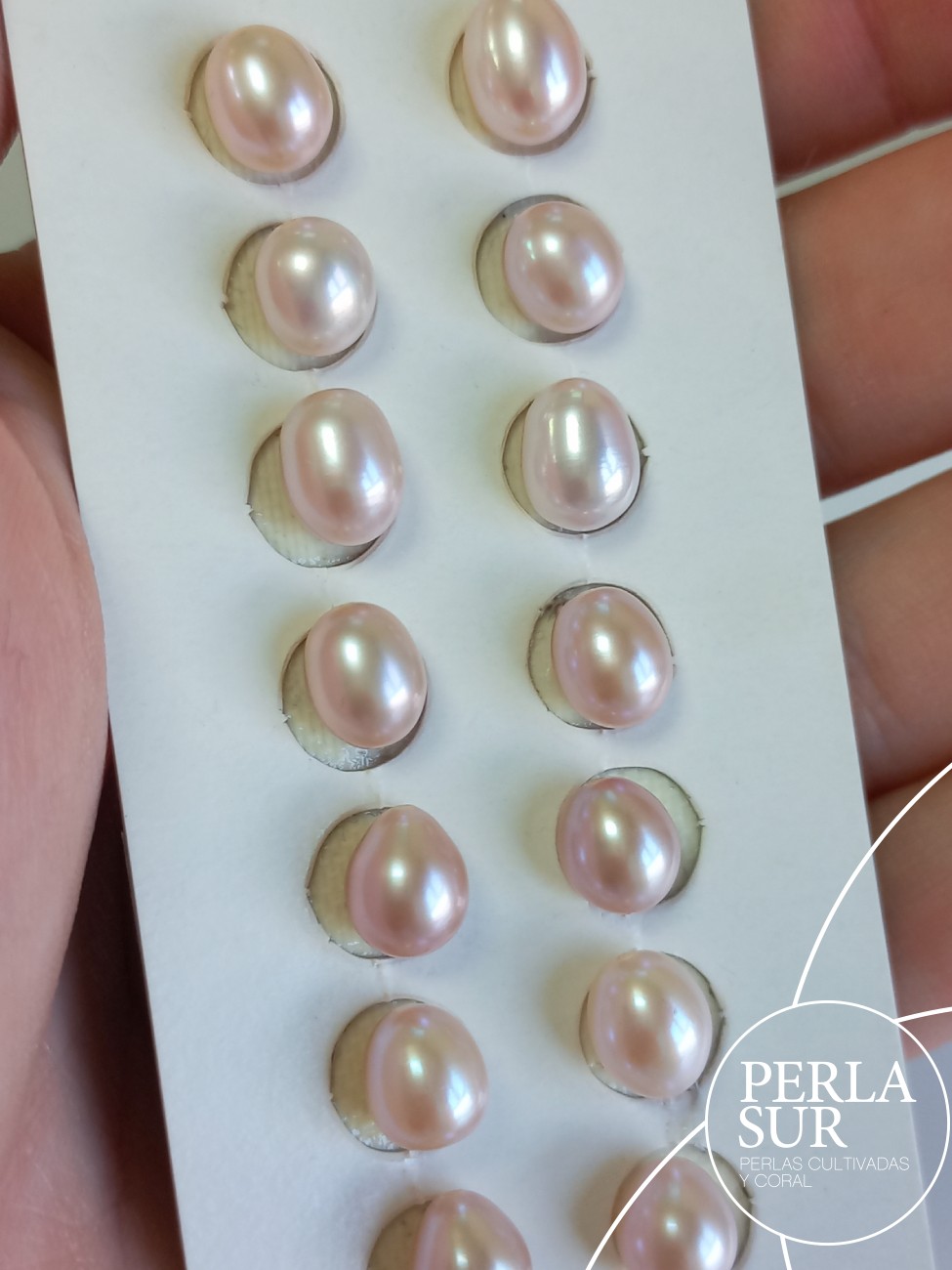 Pareja Perla 6'5-7mm Lila Oval 1/2T. Color Natural