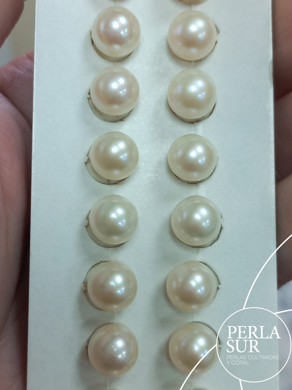 Pareja perla esférica 1/2t 8'5-9mm A blanca