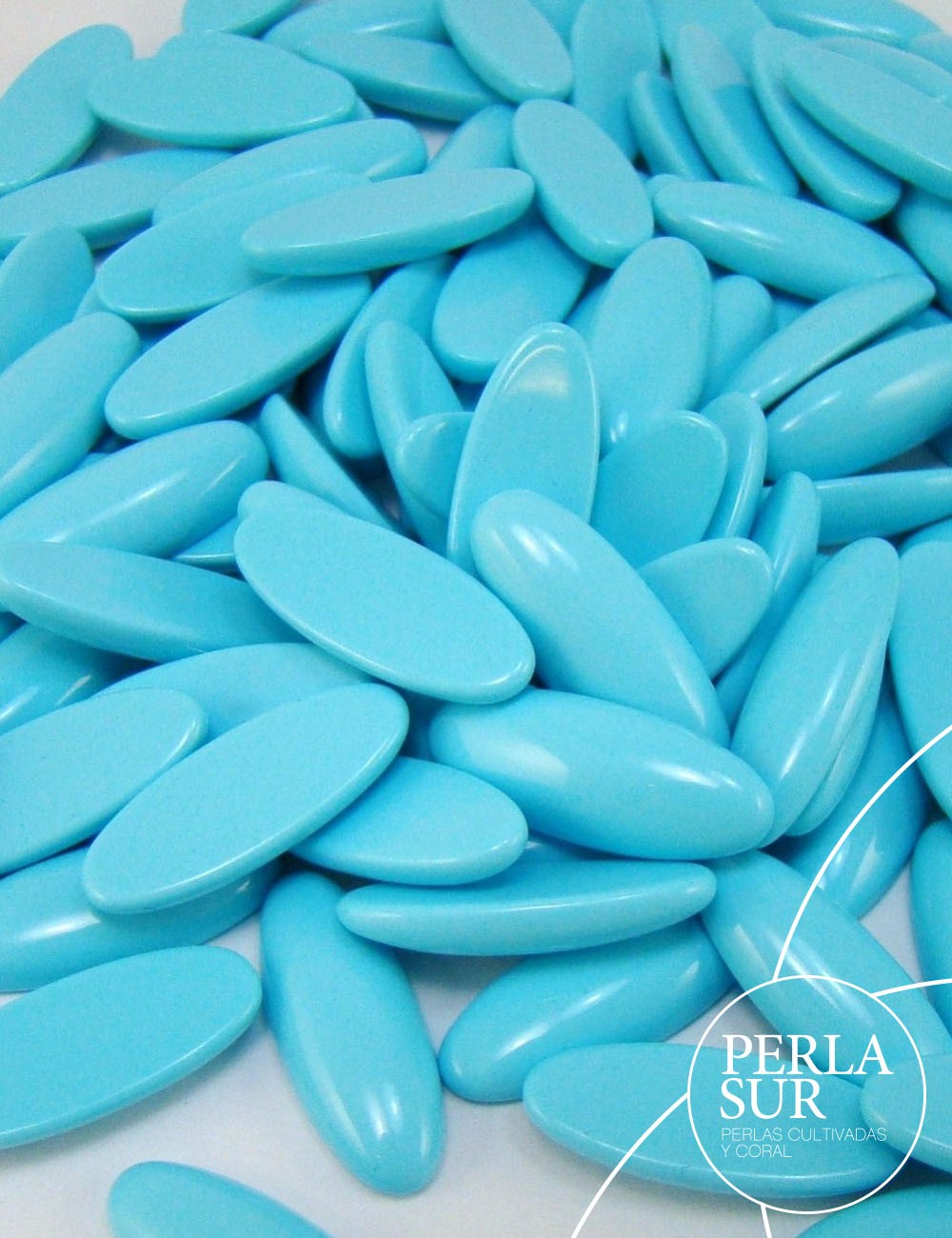 Cabuchón oval 6x16mm turquesa reconstituída