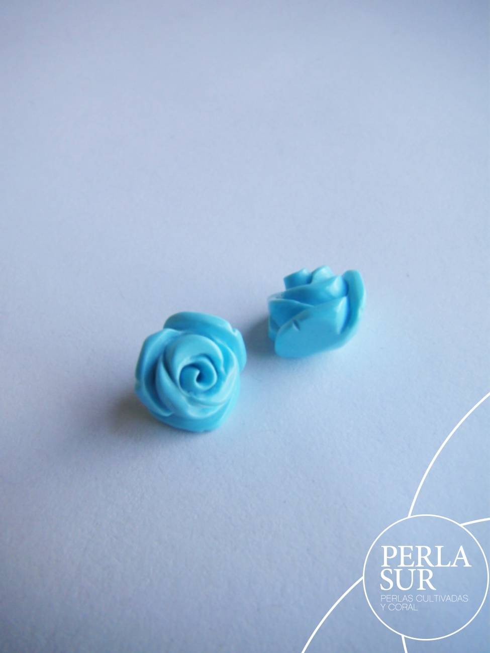Pareja Rosas 10mm turquesa reconstituída