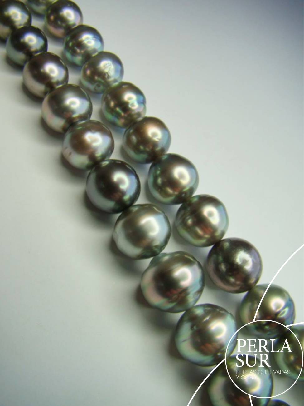 Collar Tahití 10x15mm Barroca Gris Verde