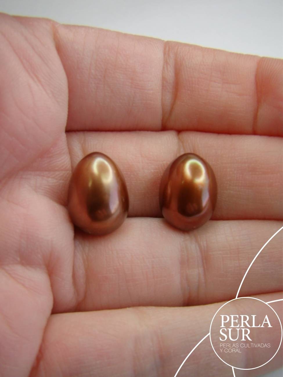 Pareja Perla 9-10mm Oval Bronce Chocolate SIN taladro