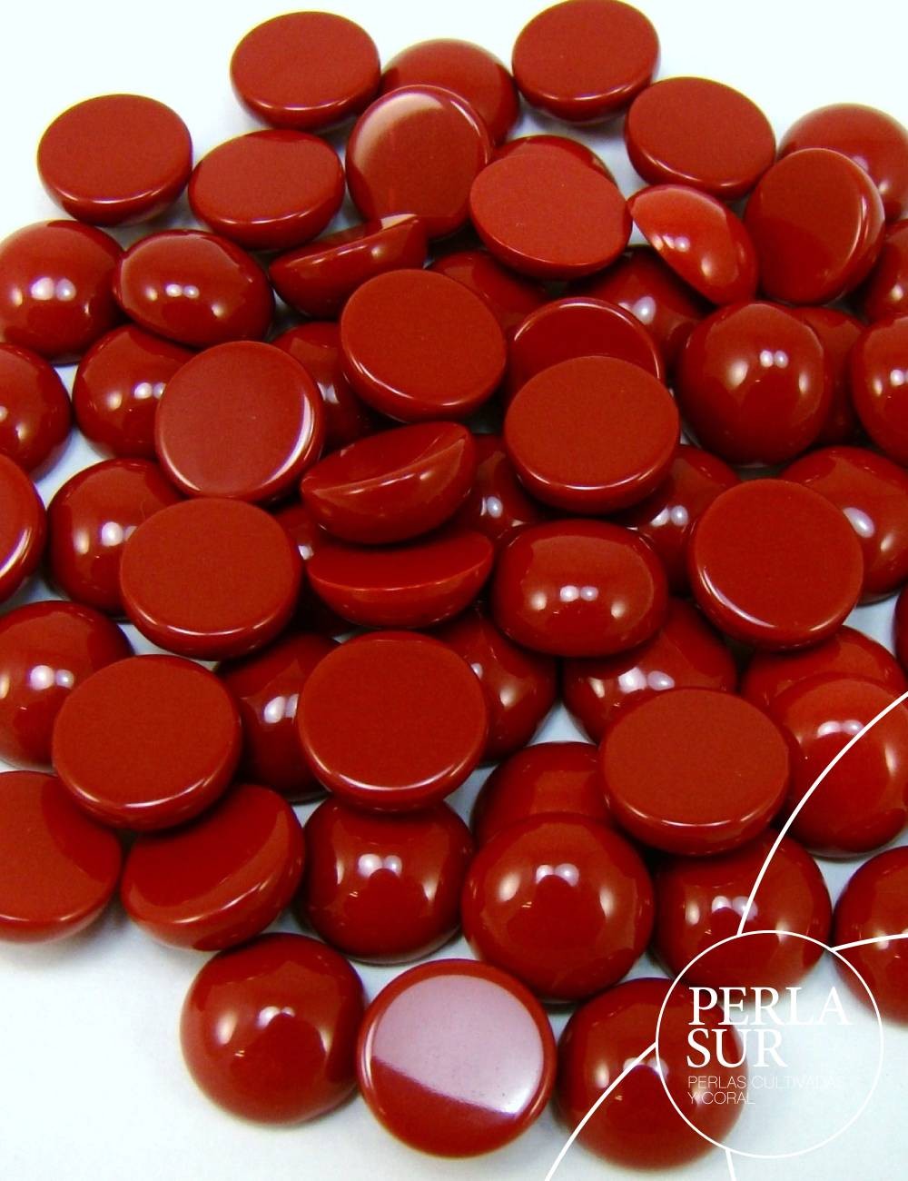 Cabujón 10mm redondo coral sintético (rojo)