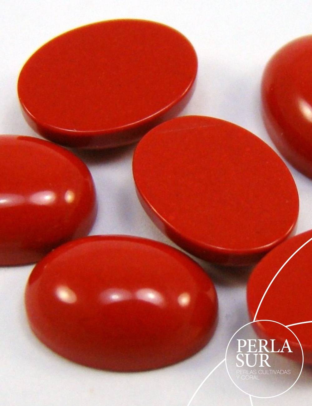 Cabujón 10x14mm C oval coral sintético (rojo)