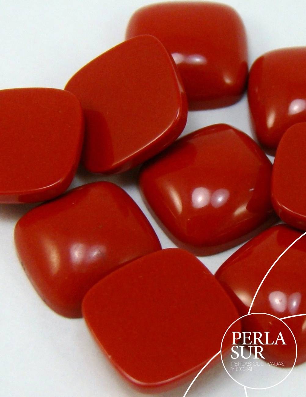 Cabujón 10mm antik coral sintético (rojo)
