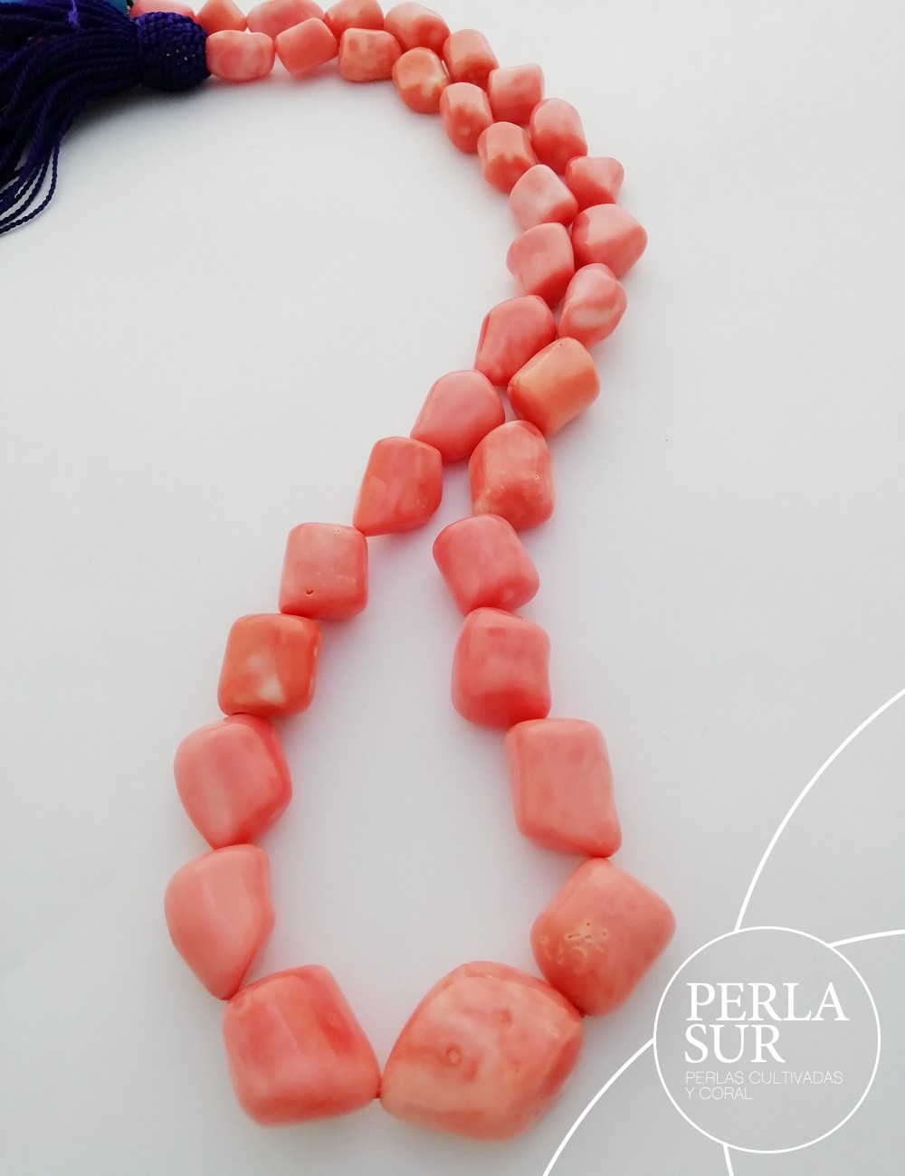 Collar barroco 7-18mm coral japonés 54cm