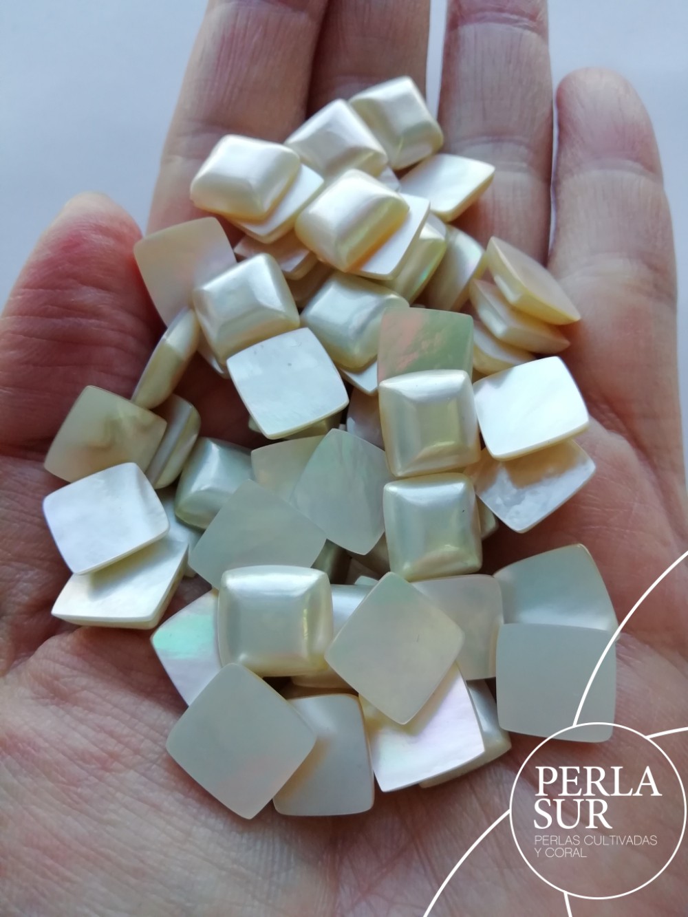 Mabe Cuadrada 10mm Cabujón Nácar Blanca