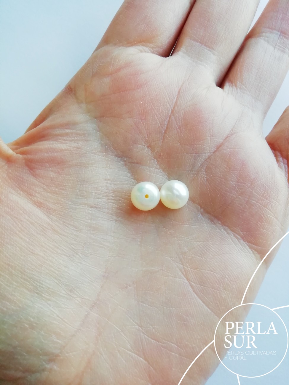 Pareja perla 7-7'5mm botón 1/2t blanca