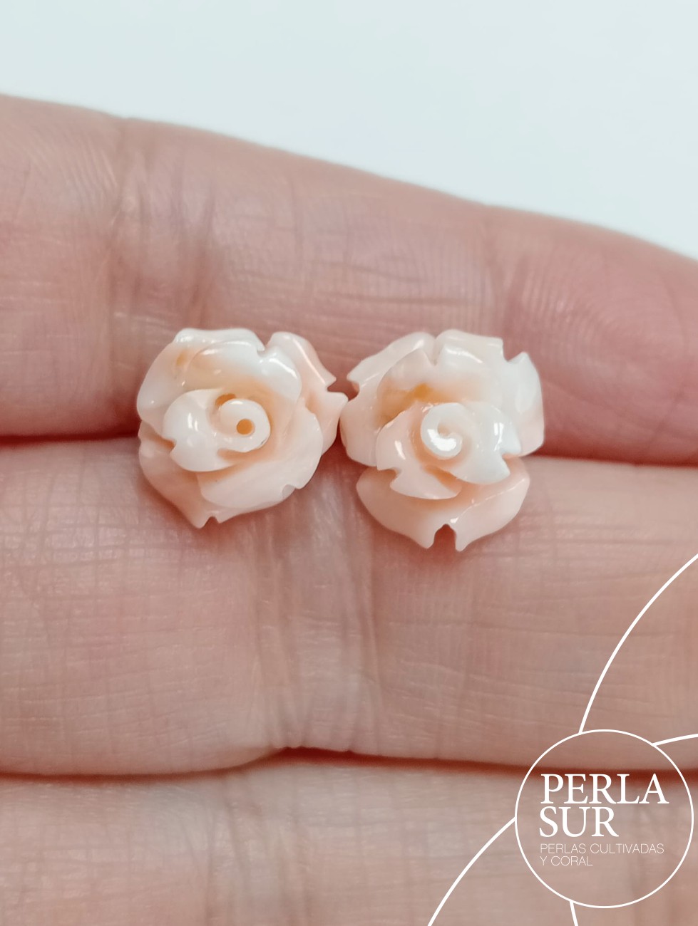 Pareja Rosas 10mm Coral Rosa muy clarito
