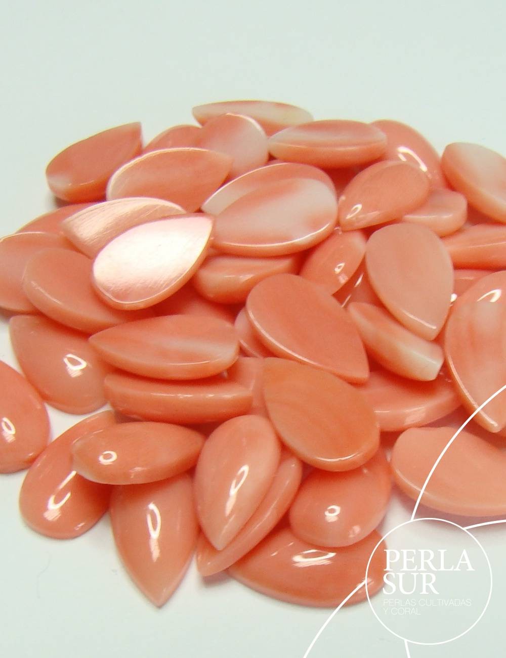 Cabujón 7x12mm A Lágrima Coral Rosa