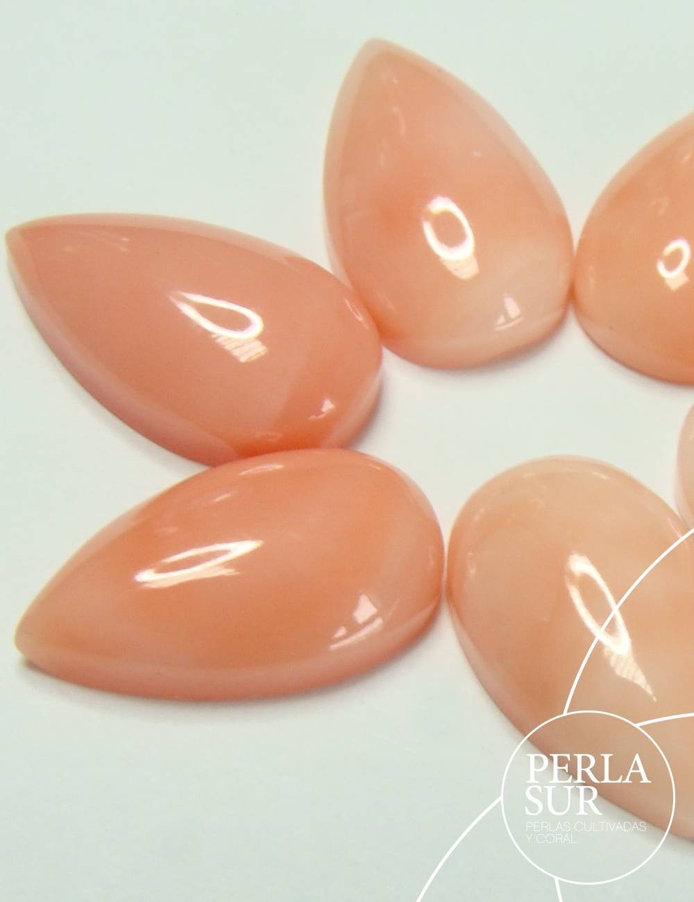 Cabujón 7x12mm B Lágrima Coral Rosa