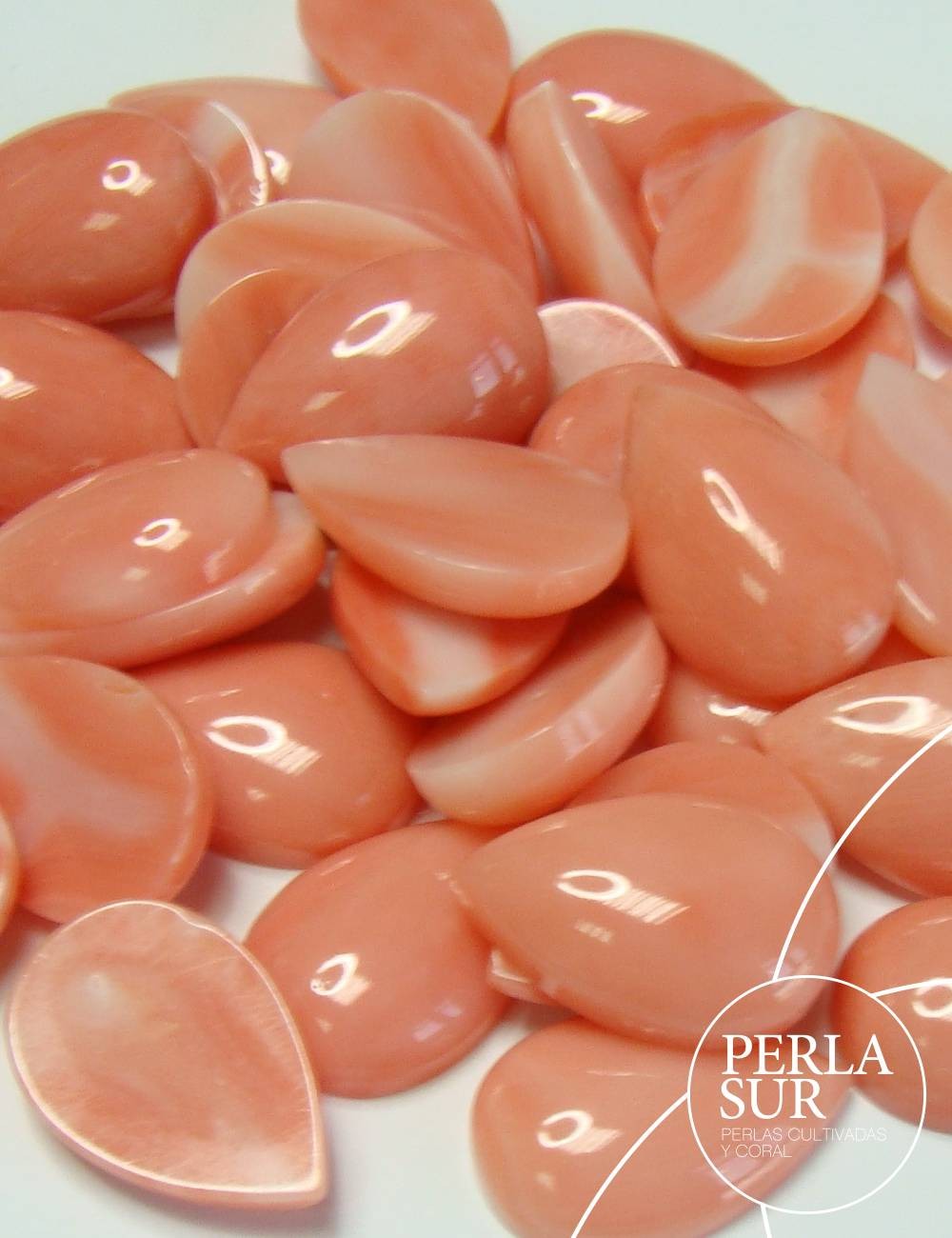 Cabujón 10x15mm A Lágrima Coral Rosa