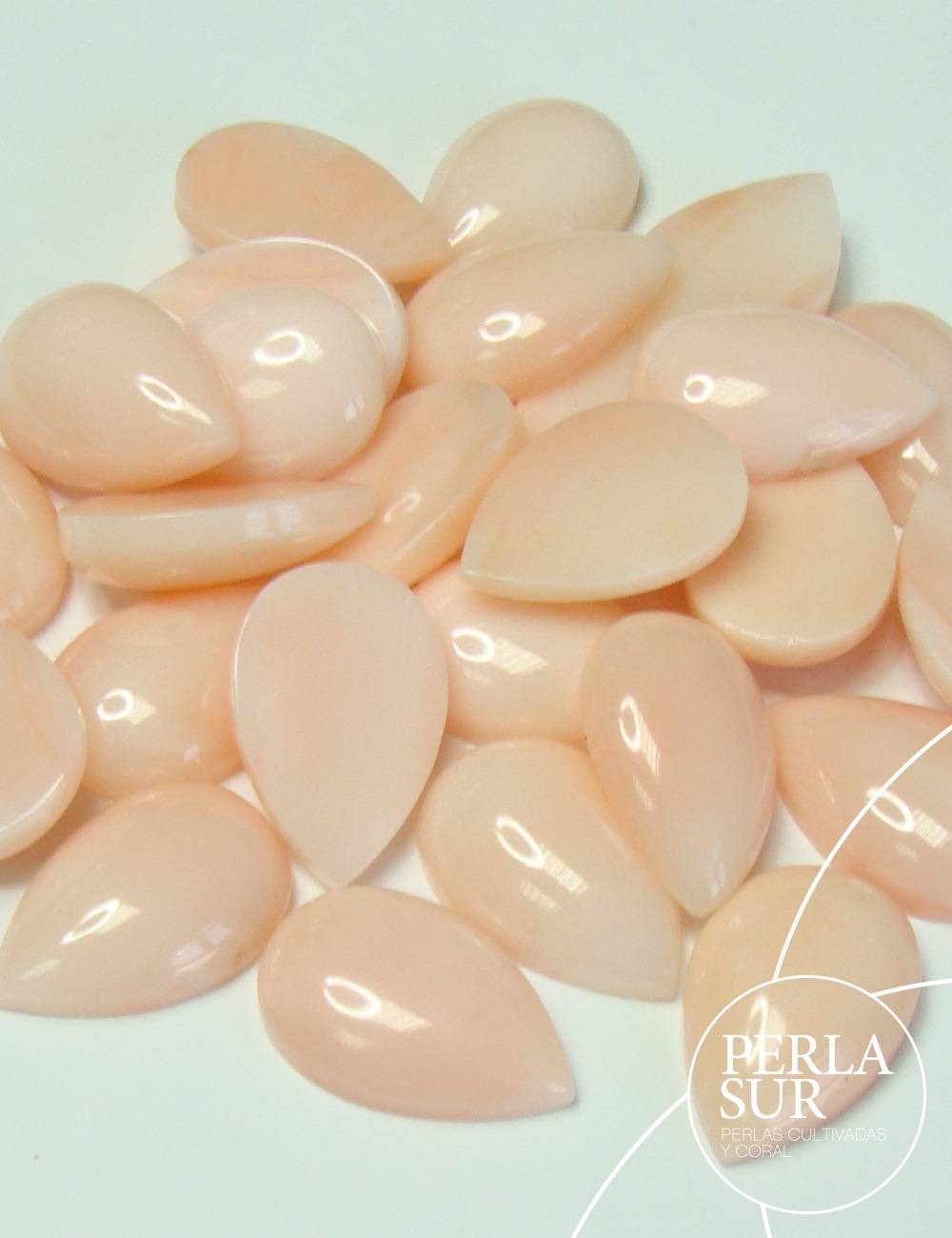 Cabujón 10x15mm C Lágrima Coral Rosa