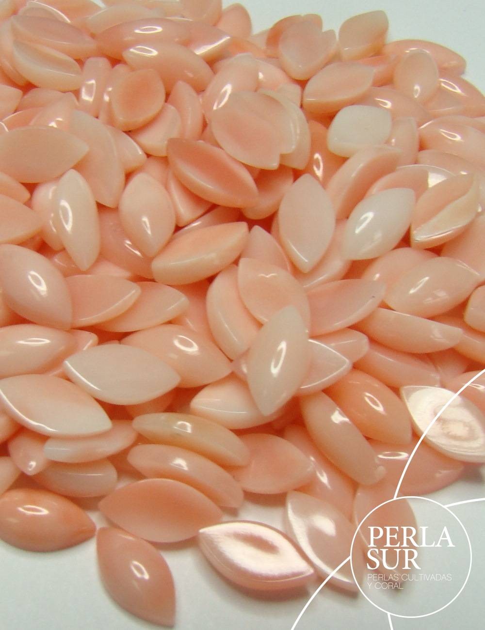 Cabujón 3x6mm Marquise Coral Rosa
