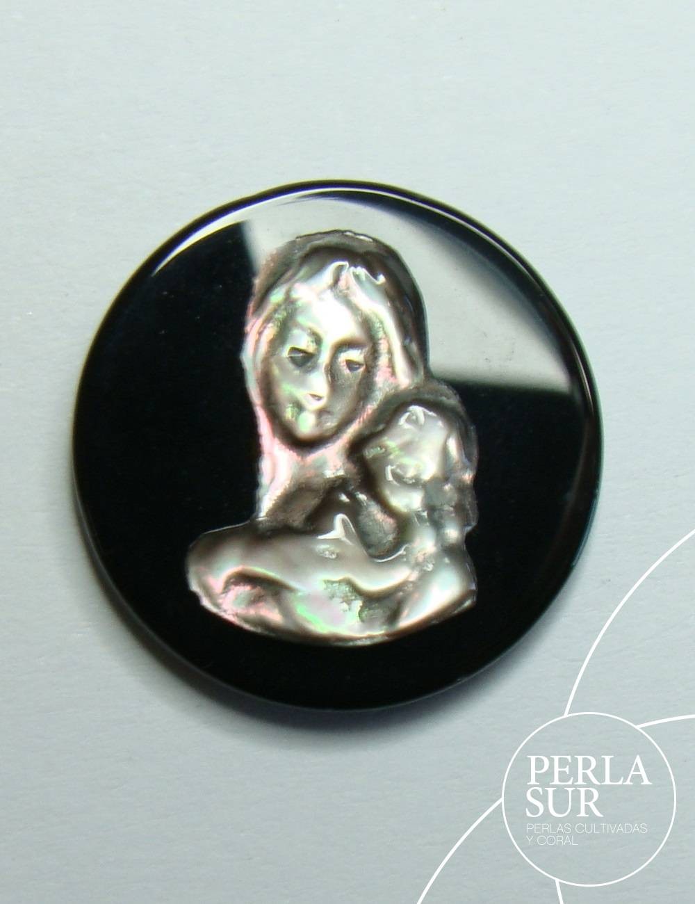 Madre e hijo 18mm Camafeo Nácar Tahití+Ónix